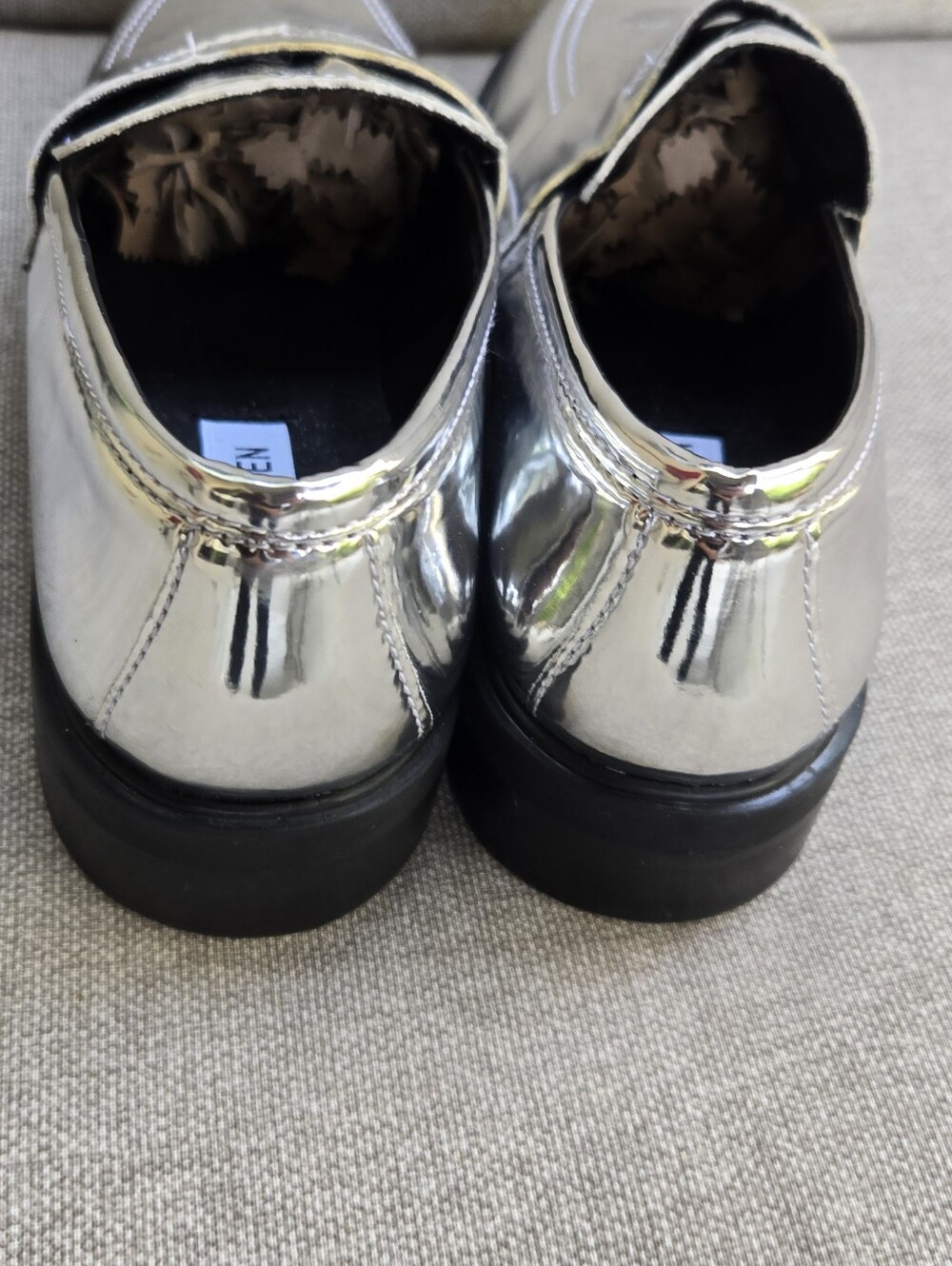 Steve Madden Silver Metallic Penny Loafers - Picture 6 of 10